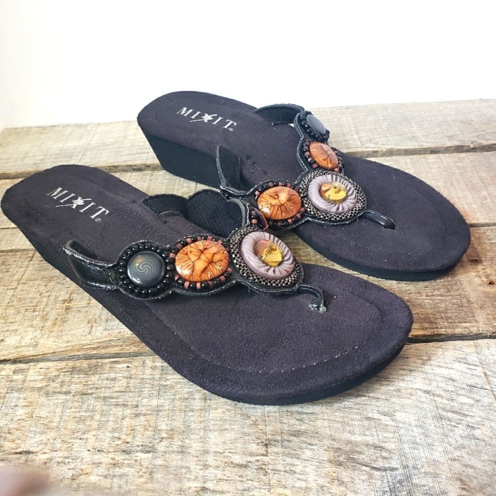 MIXIT Embellished Foam Wedge Heeled Sandals 7.5 CLEARANCE - Picture 2 of 7